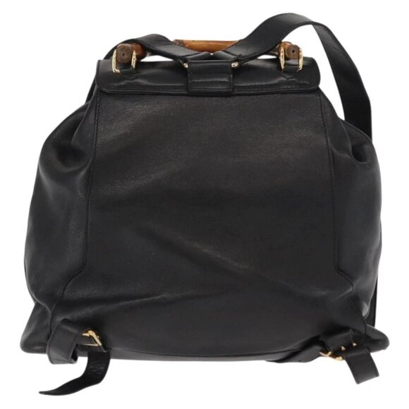 GUCCI Bamboo Backpack Leather Black Gold 003 2058 0016 Auth kk594 main image 7